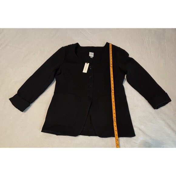 Anthropologie Maeve Scoop Neck Cutaway Blazer Sz Lg Black - Picture 6 of 9